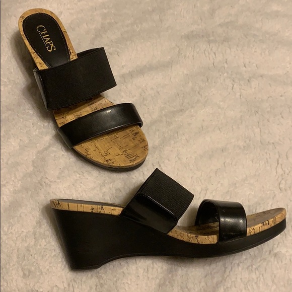 Chaps Shoes - Chaps black wedge heels size 9